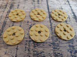 lego 60474 lot de 6 pièces Pearl Gold Plate, Round 4 x 4
