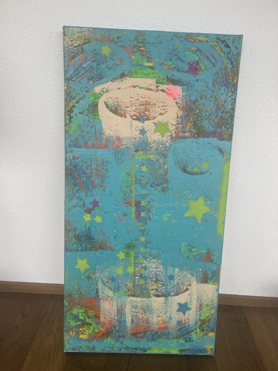 YS-Art Handgemaltes Acrylbild Auf Leinwand | Abstraktes Gemälde „Südquartier“ Mit Rahmen | Moderne Wandkunst Für Wohnzimmer & Schlafzimmer