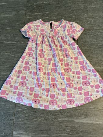 Kleid Grösse 86/92 rosa Katzenmuster guter Zustand