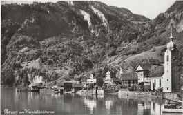 Bauen UR Dorf See Kirche Berge 1966  sehr gut erhalten