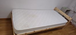 1+1 wooden bed with mattresses 