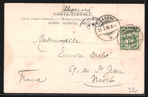 Cartoline postali: AK Clarens, Vue générale, 1906 – Usato da Berlin venduto da bartko-reher 1