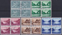 1956, B76-B80 Viererblöcke +Ersttagsstempel, Luxus! K: 200.-