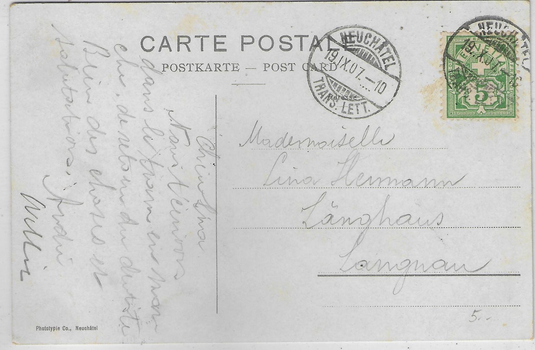 Cartes postales: Neuchatel - Hotel des Postes - Litho – D'occasion à Ettingen par Kartenplanet 1