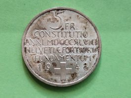 100 Jahre Constitution 5 Fr Silbermünze 1948