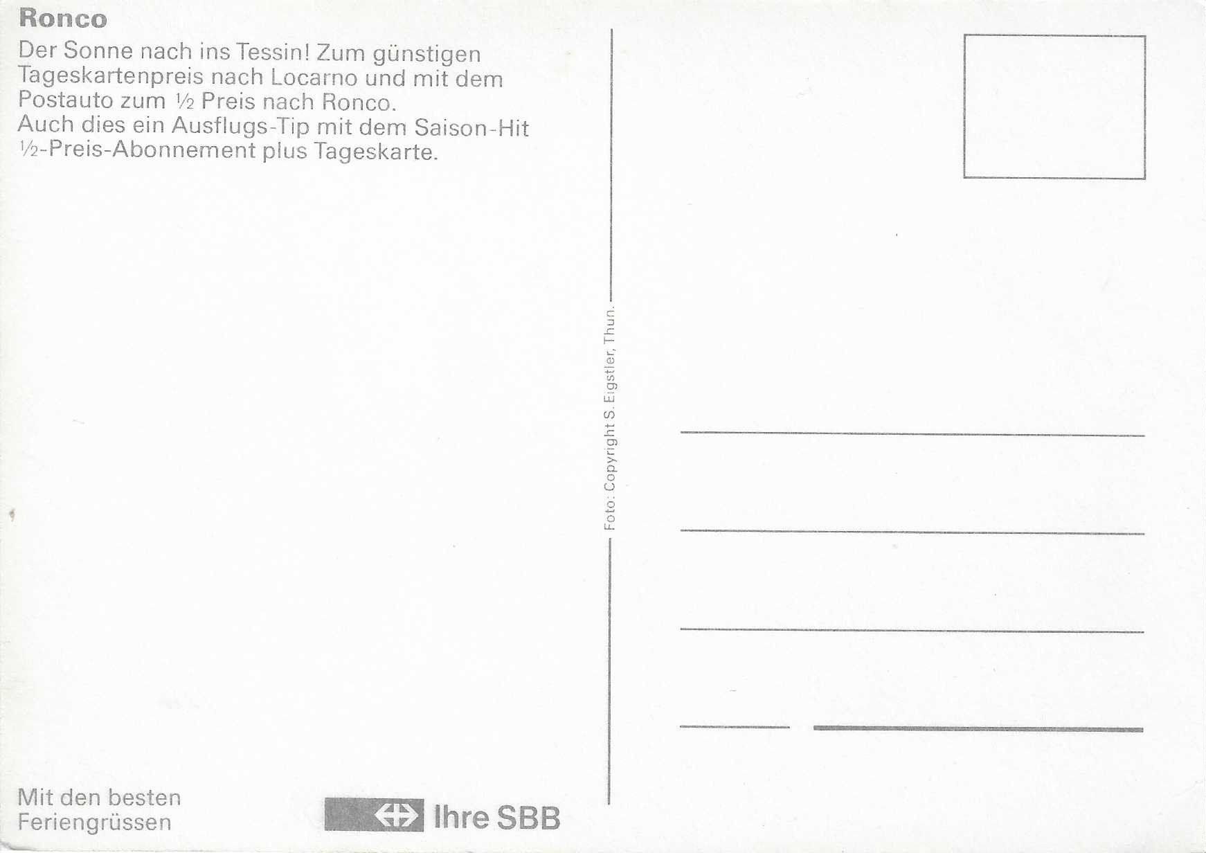 Cartoline postali: Ronco TI – Nuovo (secondo la descrizione) da Rothrist venduto da Stranglehold 1