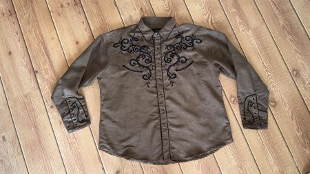 Westernhemd Stars & Stripes braun mit Stickerei Grösse 3XL