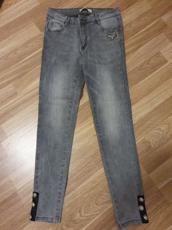 Jeans gris tendance, taille 38-femme