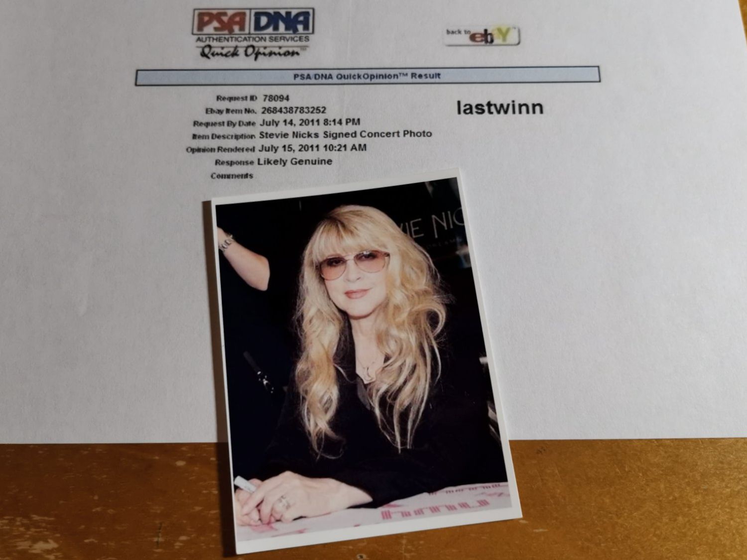 Autographes: Autogramm STEVIE NICKS - 21x27 original handsigniert – Neuf (Voir description) à Mönchaltorf par hiukset 2
