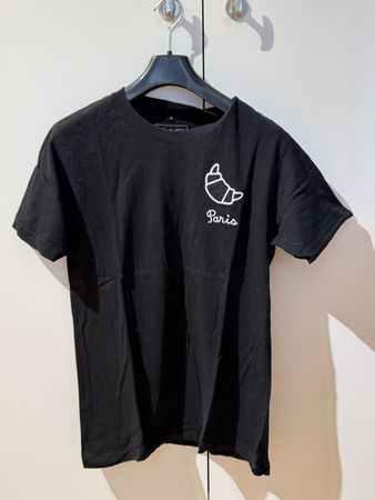 T-Shirt schwarz mit Croissant Print Grösse M