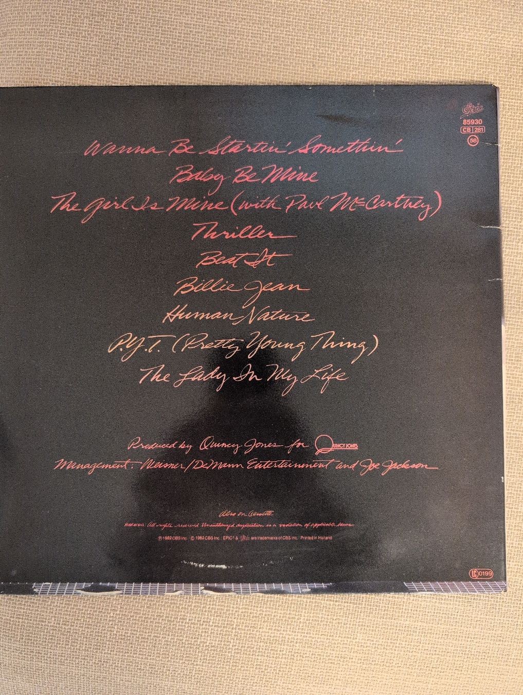 Dischi in vinile: Michael Jackson Thriller Schallplatte 1982 – Usato da Zürich venduto da Jannkee 2
