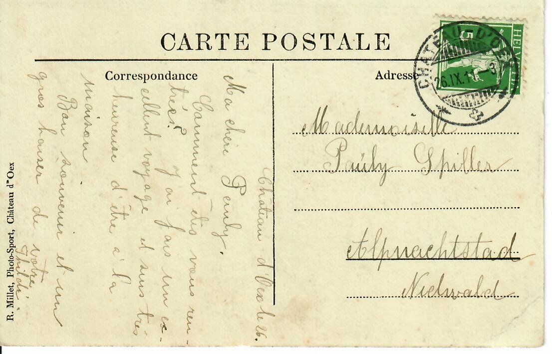 Cartoline postali: Château d`Oex  1911 – Usato da Hochdorf venduto da Ziegel-16 1