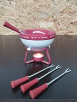 Schoggi Fondue Set, Keramik, Rot-Weiss, Winterzeit!