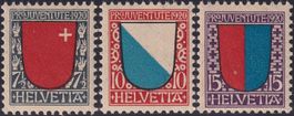 1920, J15-J17 (Kantonswappen) tadellos postfrisch, Kat: 60.-
