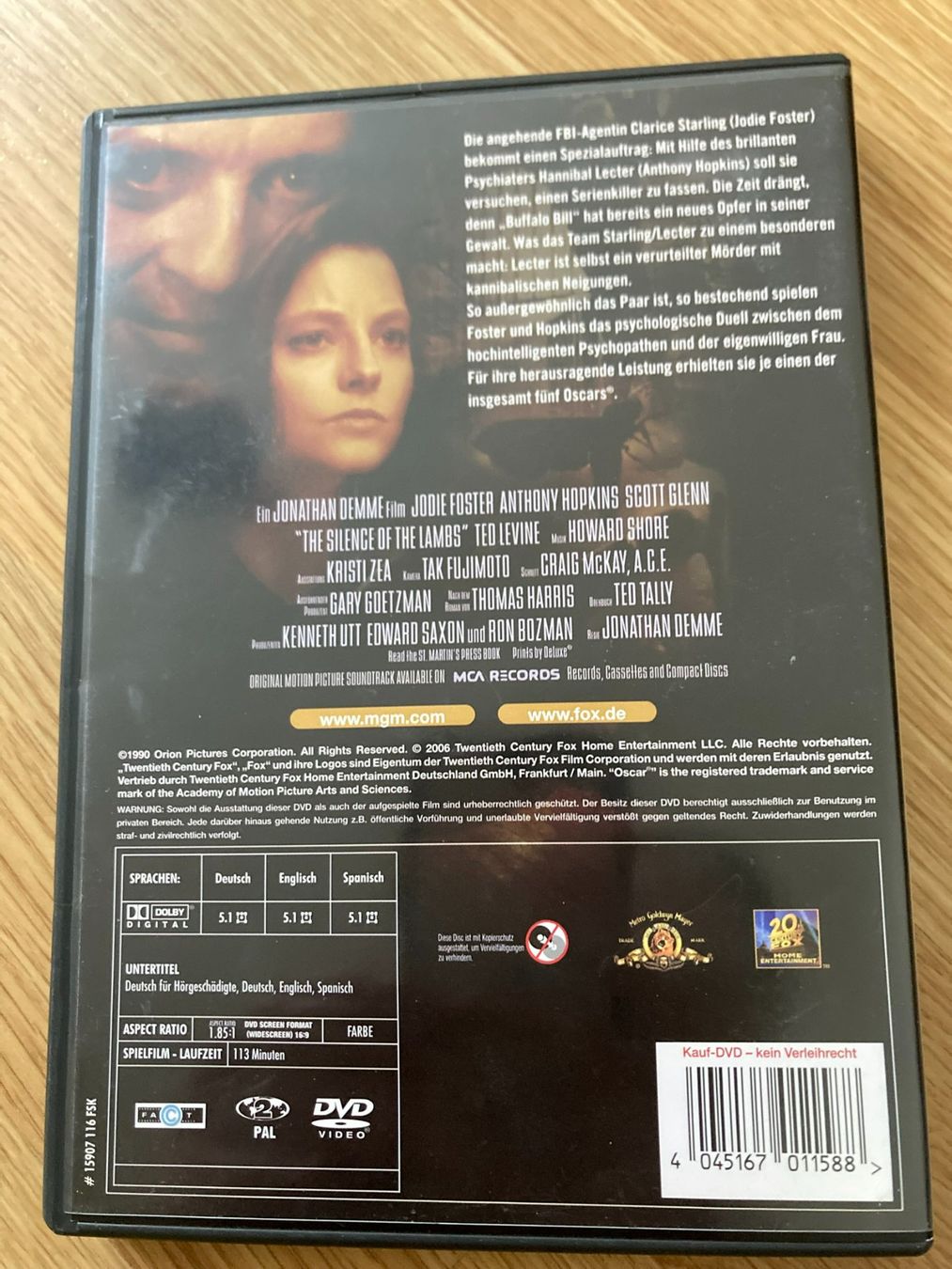 Tutti i DVDs: Das Schweigen der Lämmer – Usato da Niederscherli venduto da ypsilon315 1