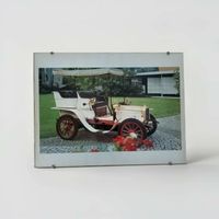 Oldtimer-Bild im Glasrahmen – historisches weisses Automobil