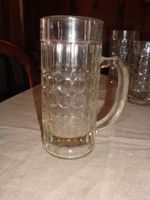 4 alte Bierhumpen aus Glas