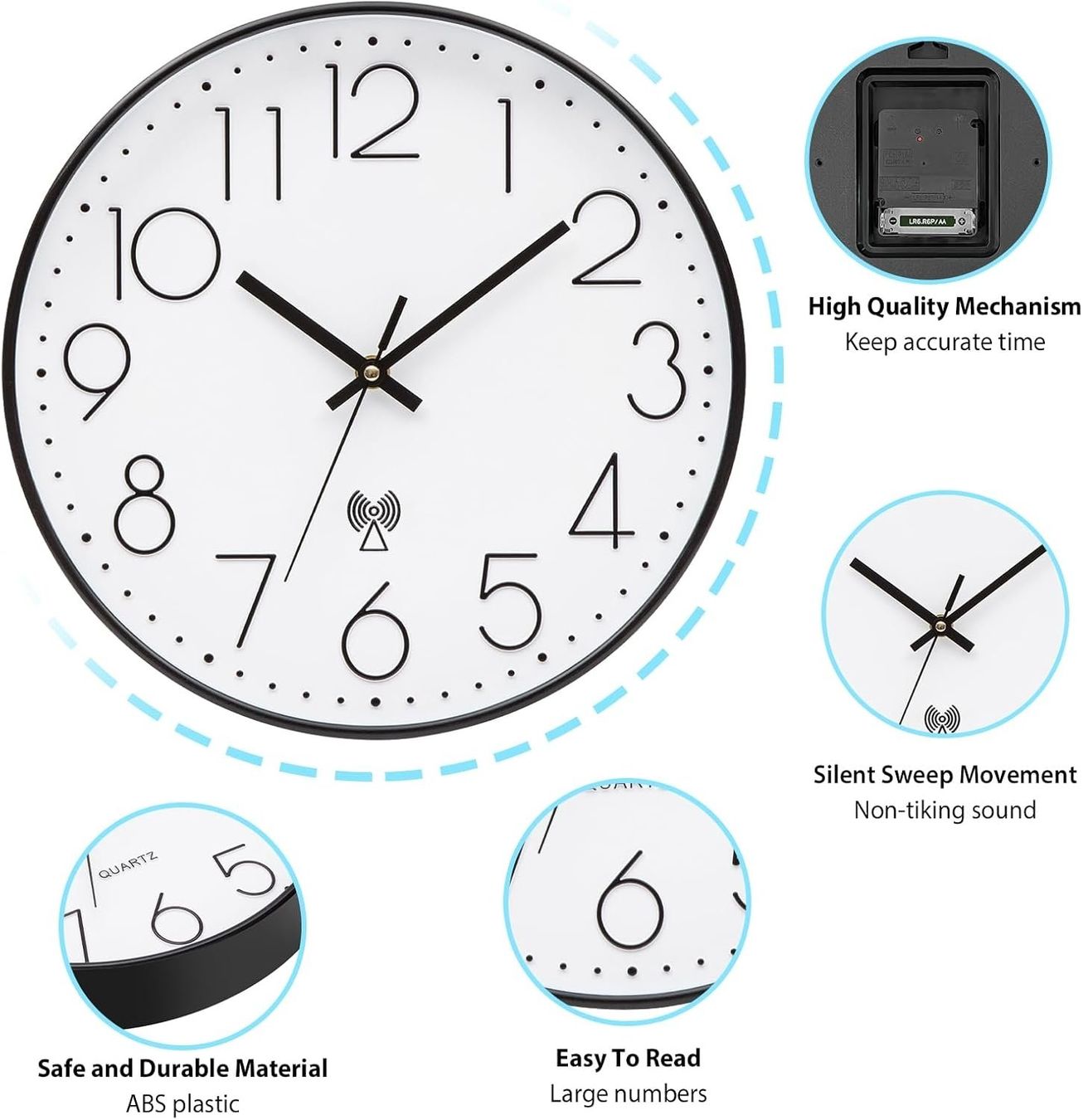 Orologi da terra & Orologi da parete: Funkuhr Wanduhr 30cm Lautlos – Nuovo e nell'imballaggio originale da Nuglar venduto da SmartLiving24 4