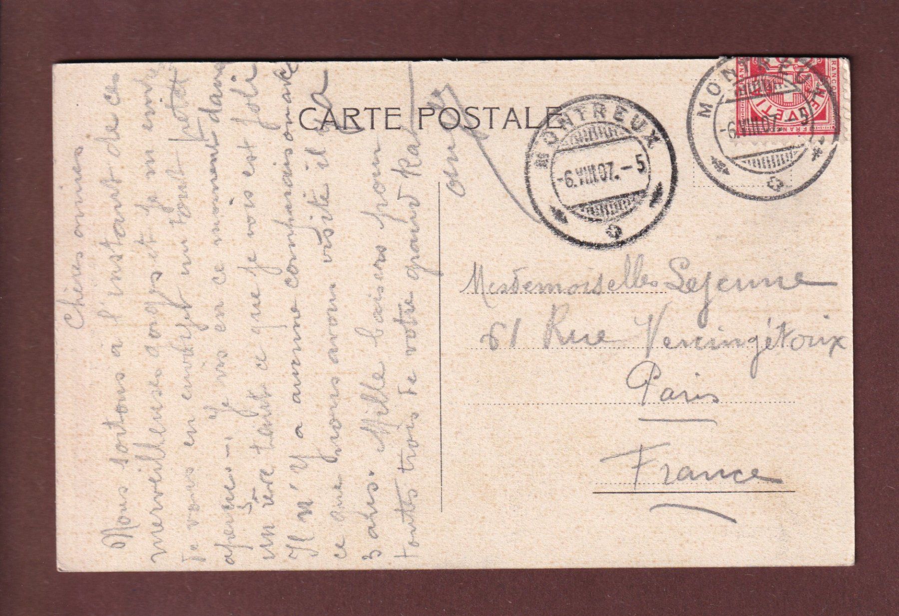 Ansichtskarten: Gorges du TRIENT - 1907 – Gebraucht aus Pully von nicecards 1