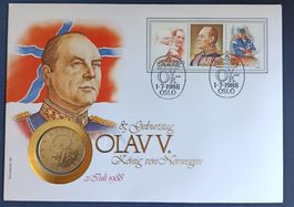Numisbrief 85. Geburtstag Olav V. ab 1 Fr.!