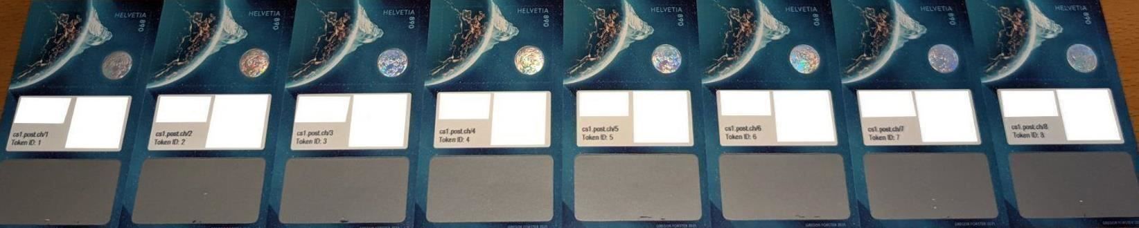 Alle Briefmarken: Swiss Crypto Stamps ID:1-8 – Neu (gemäss Beschreibung) aus Baar von CryptoShop
