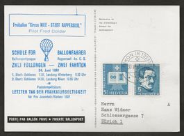 Ballon Schweiz 1961 Schlieren Rikon Flugpost Luftpost