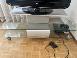 Glas TV-Möbel mit Rollen