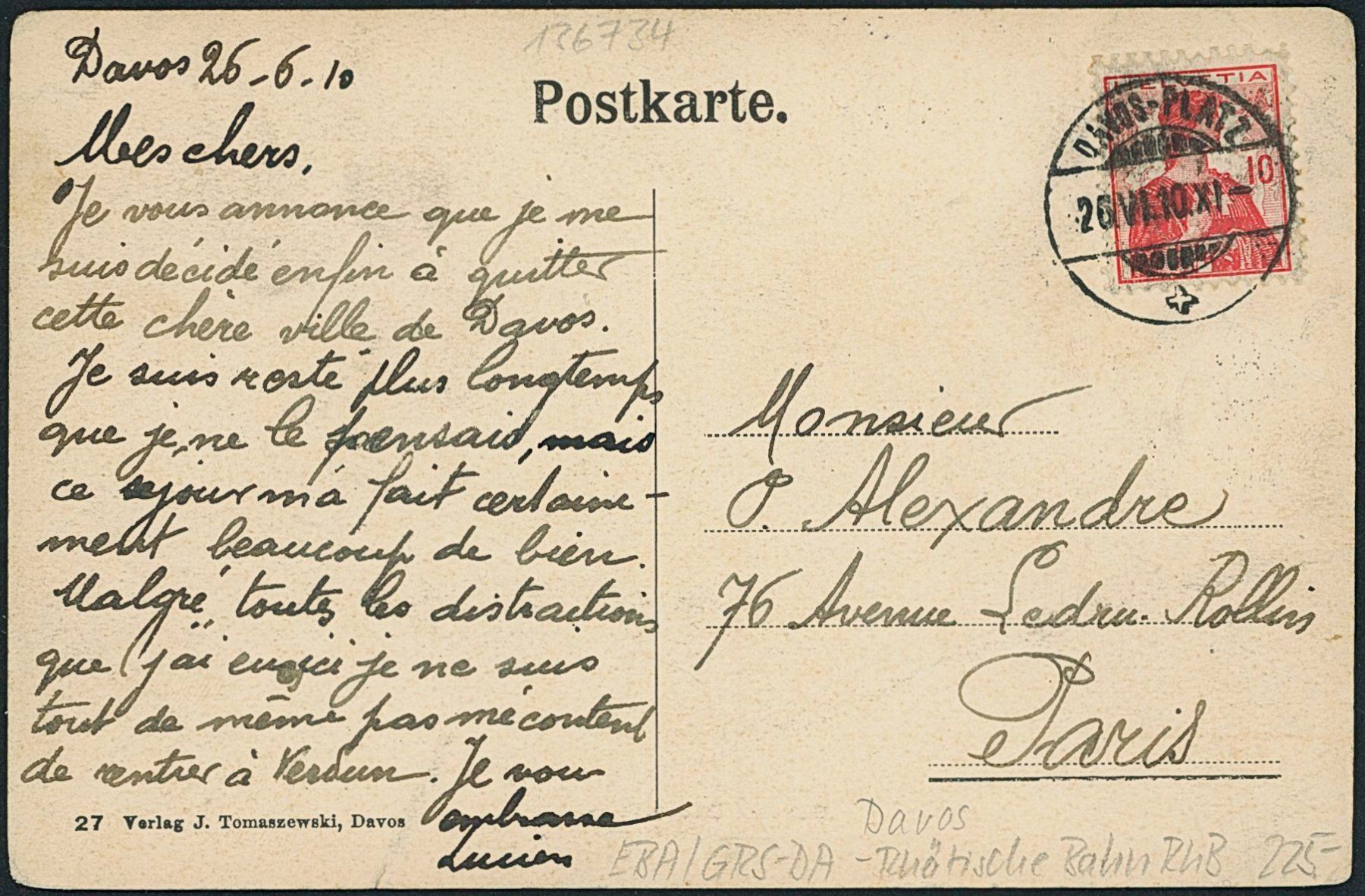 Cartoline postali: GRS Davos - Bahnhof - Rhätische Bahn RhB – Nuovo (secondo la descrizione) da Schindellegi venduto da leecollect 1