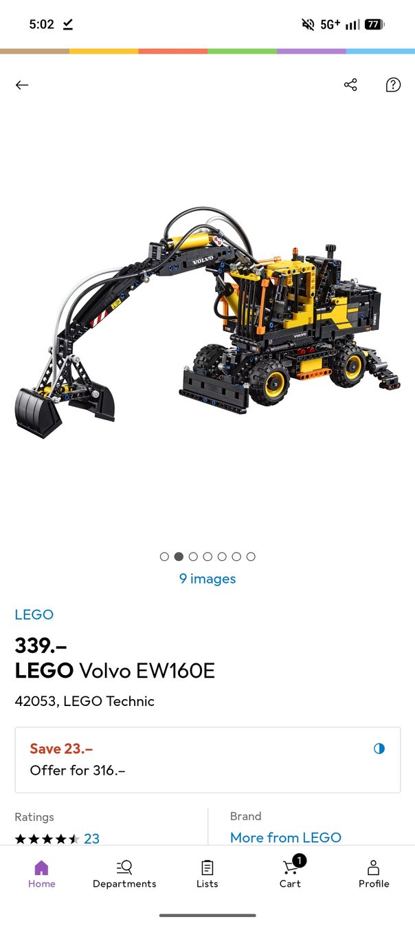 Lego Kit di costruzioni: Lego Technic Volvo EW160E 42053 – Usato da Glattbrugg venduto da har_jgc7 2