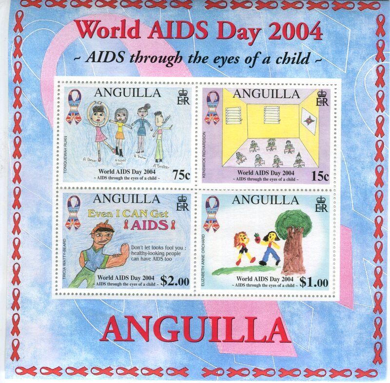 Tutti i francobolli: Block "Kampf gegen AIDS". Anguilla – Nuovo e nell'imballaggio originale da Basel venduto da Butsch5