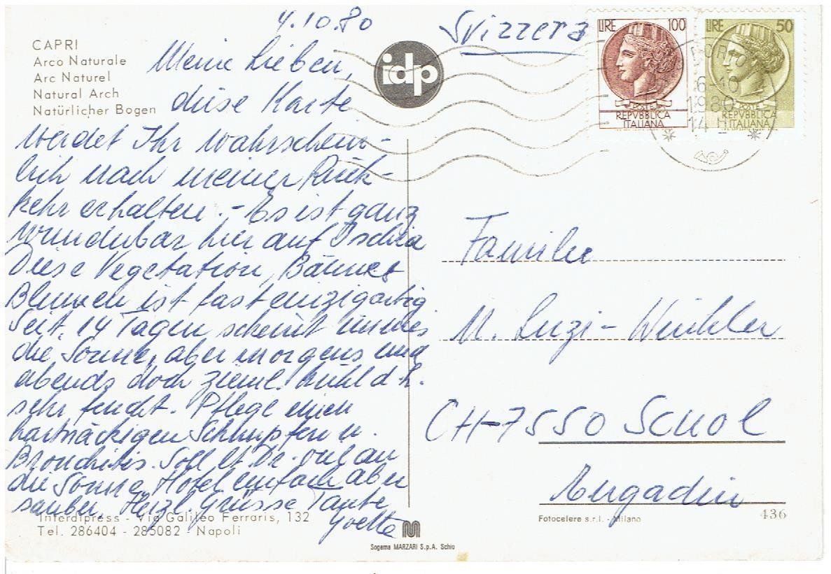 Cartoline postali: CAPRI  Arco Naturale – Usato da Flims - Dorf venduto da Stagediver 1