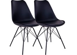 2 Stück Stuhl Oslo 57 x 86 cm, Schwarz Robuste Esszimmerstüh