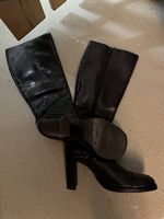 Leder Stiefel schwarz, Grösse 37, hoher Absatz 