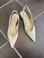 flache Slingback-Schuhe aus Leder, Größe 38