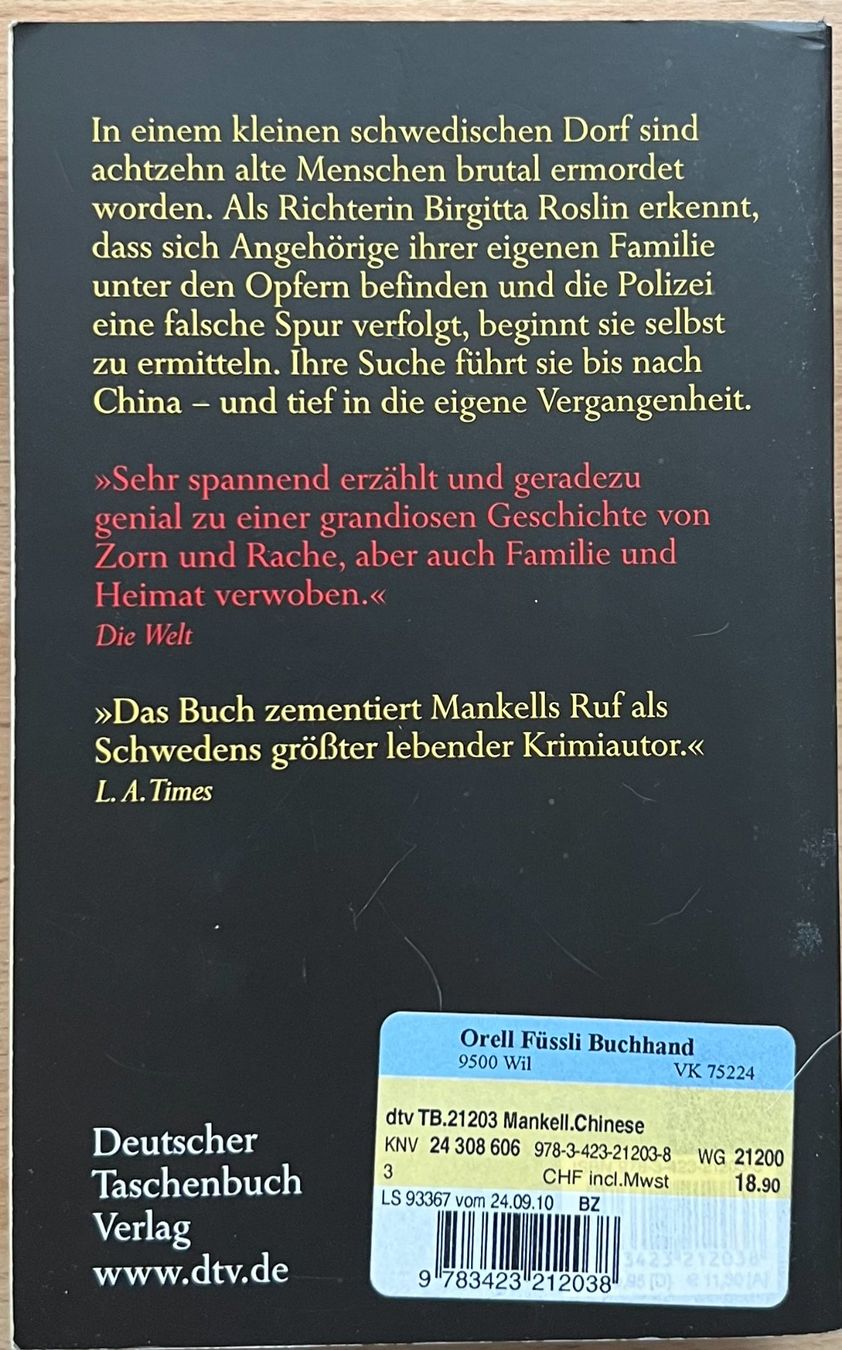 Libri: Buch - Der Chinese / Kriminalroman – Usato da Leimbach TG venduto da easydiver87 1