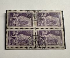 Briefmarken Helvetia 10Fr. Block 4 Stück, gestempelt