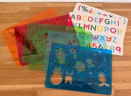 Zeichenschablonen Set mit 6 Schablonen ABC Tiere Zahlen Nr2
