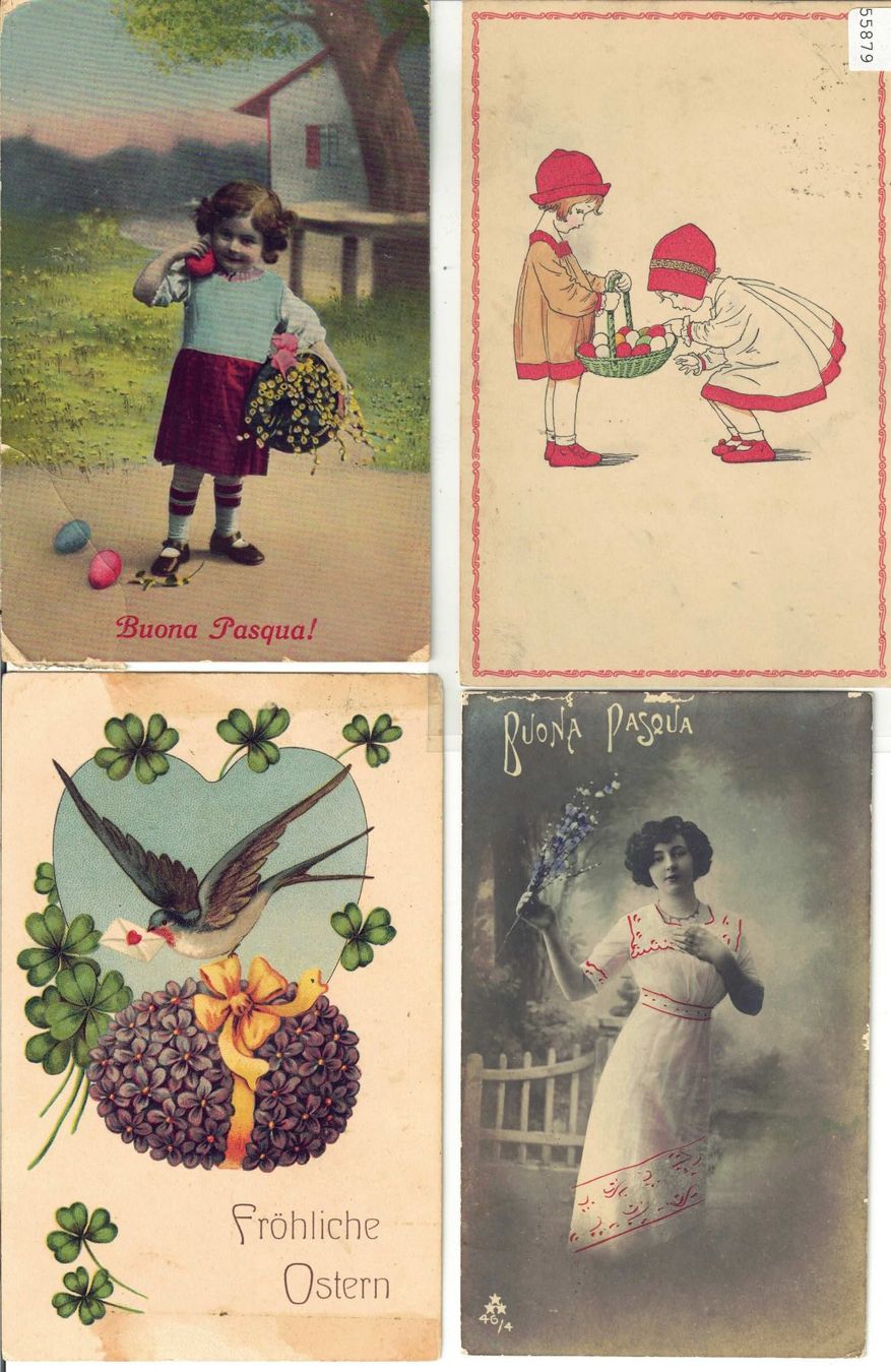 Cartoline postali: 4 AK - Frohe Ostern - Joyeuses Paques – Usato da Ettingen venduto da Kartenplanet