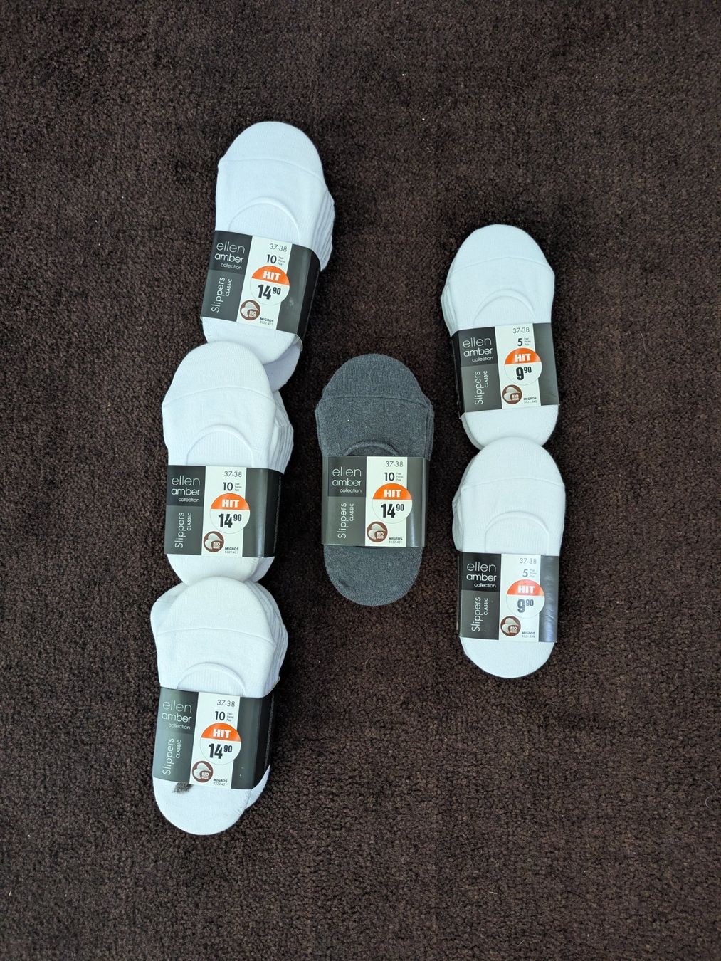 Migros Calze: Slippers Socken - weiss und grau – Nuovo e nell'imballaggio originale da Schmerikon venduto da sve_x6tz