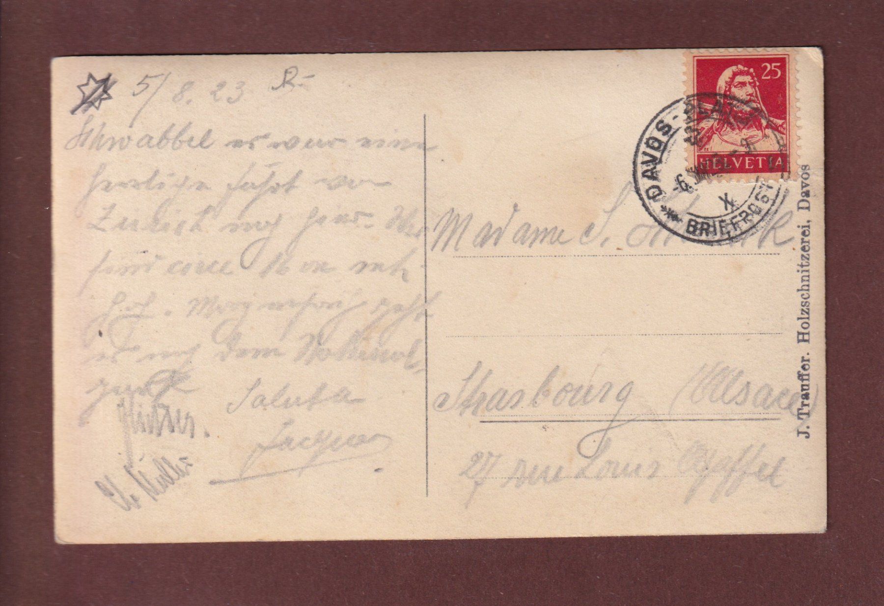 Cartoline postali: DAVOS - Teilansicht - Schatzalp - 1923 – Usato da Pully venduto da nicecards 1