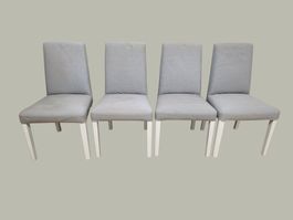 4 Stühle, Grauer Bezug, Weisse Beine, Ideal für Esszimmer!