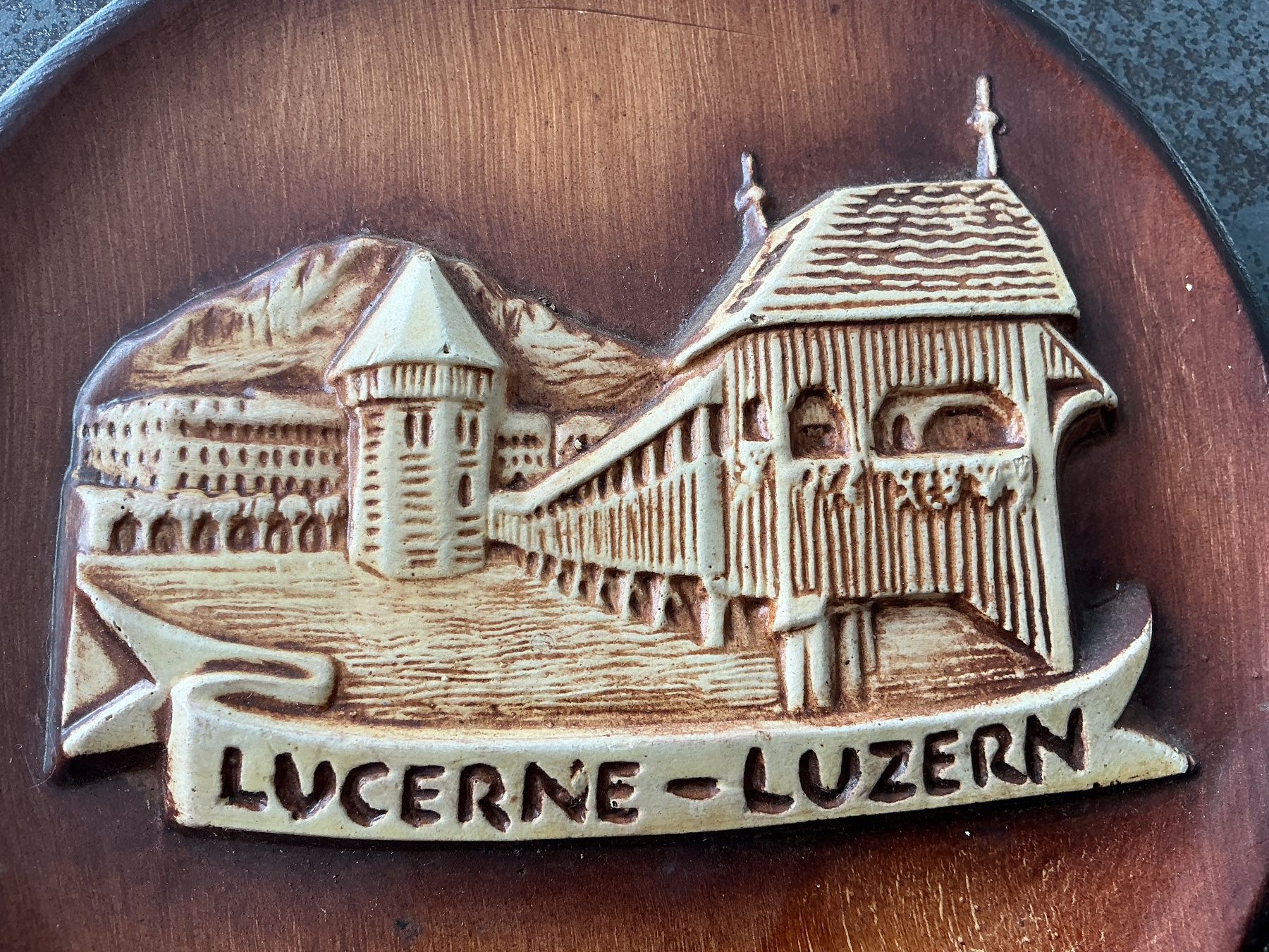 Piatti: Wandteller / Luzern- Kappelbrücke / antik – Usato da Horw venduto da adler65 1