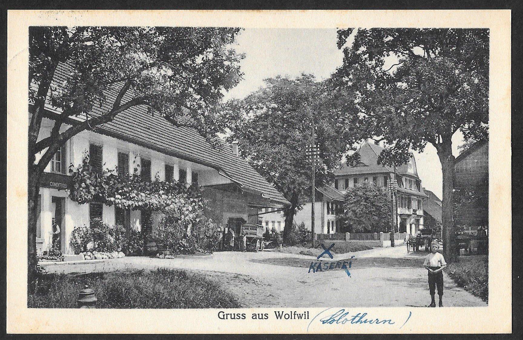 Cartoline postali: Wolfwil Teilansicht mit Käserei – Usato da Olten venduto da clotaldi
