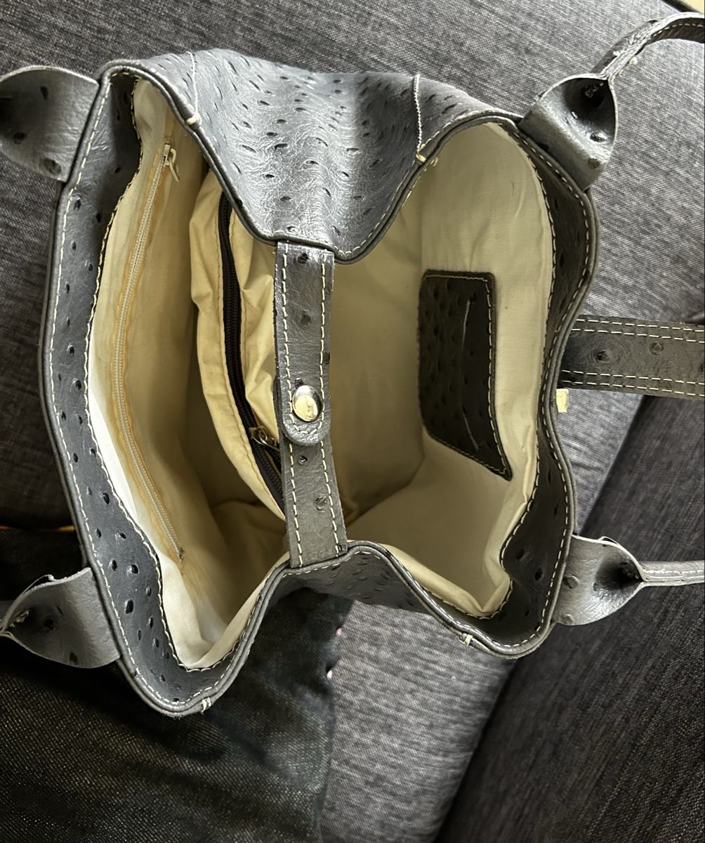 Borse da donna: Graue Handtasche Straussenleder – Usato da Zürich venduto da ElsterAuge7 2