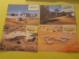 4 Cartes Postales Botswana avec Timbres, Collection!