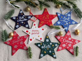 Personalised Christmas Stars Ornaments, Xmas Decoration
