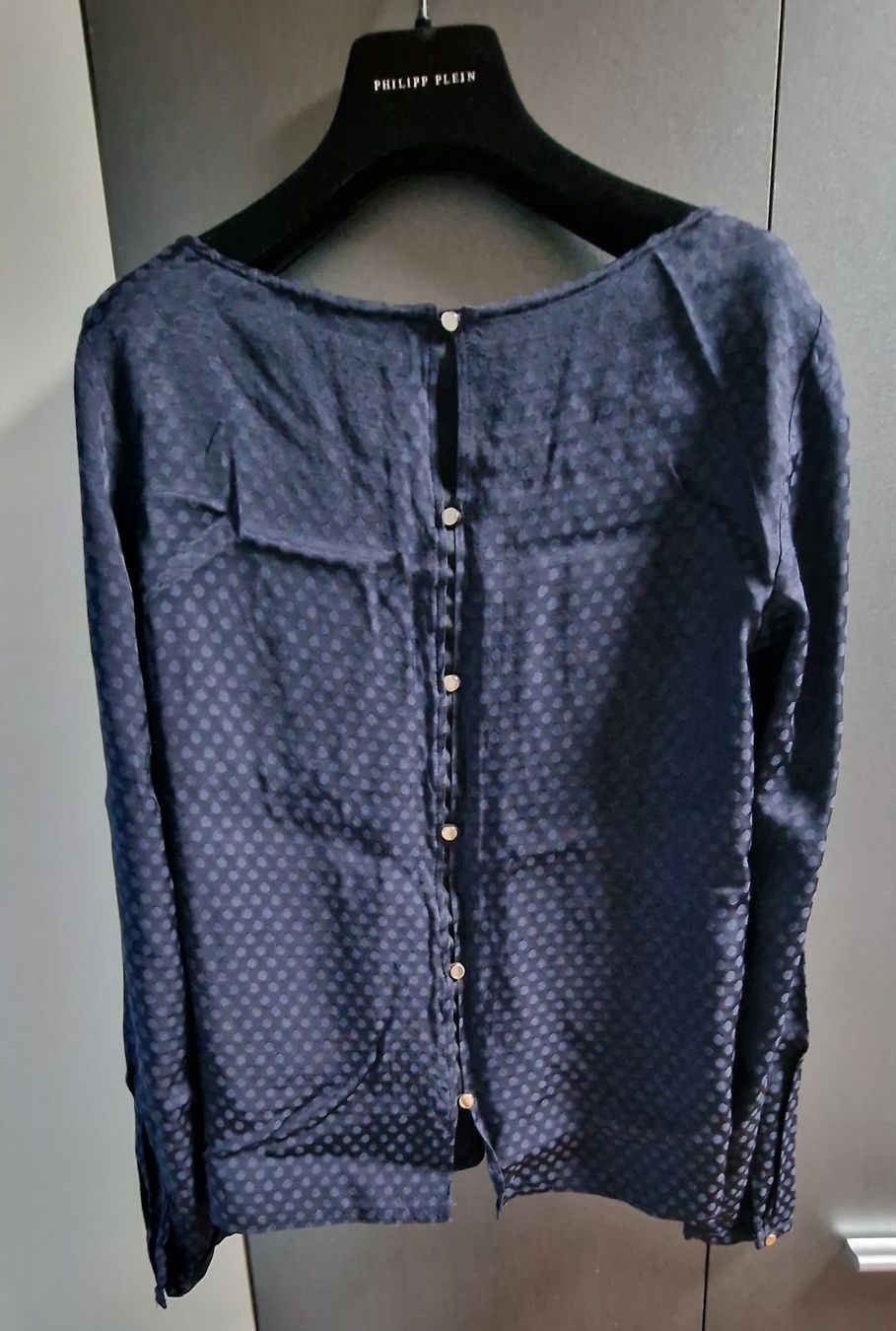 Camicette: Damen Bluse Gr S Dunkelblau Punkte Knopfleiste  E D C  – Usato da Chur venduto da car_5clc