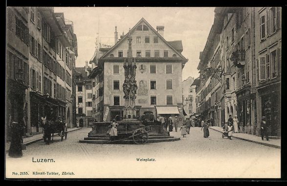 Cartoline postali: AK Luzern, Weinplatz mit Brunnen – Usato da Berlin venduto da bartko-reher