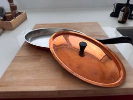 Kupfer Bratpfanne Oval 30cm mit Deckel, top Zustand! 🍳