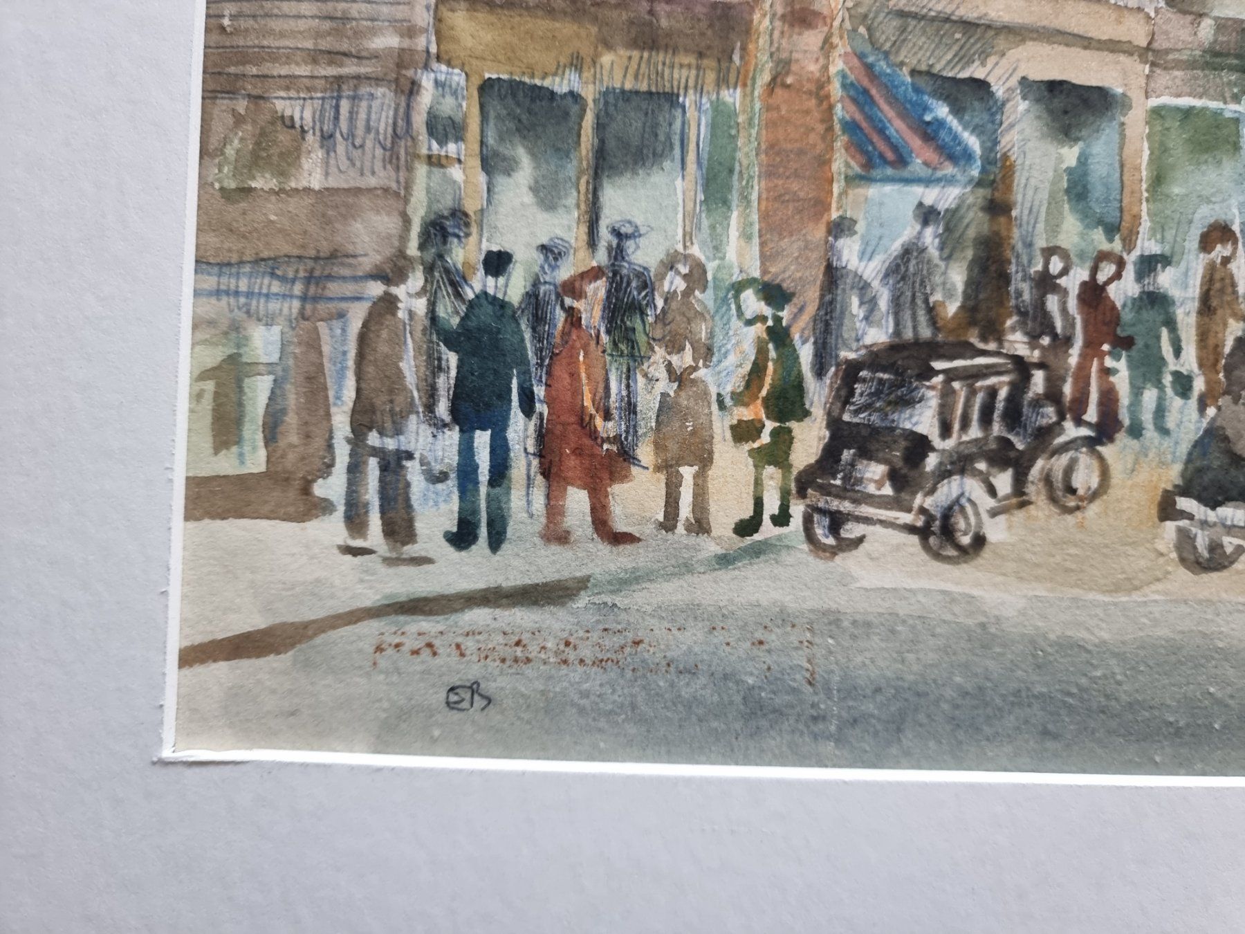 Dipinti: AQUARELL Markt Szene  in der Stadt , Monogrammiert – Usato da Gersau venduto da kunst-online 7